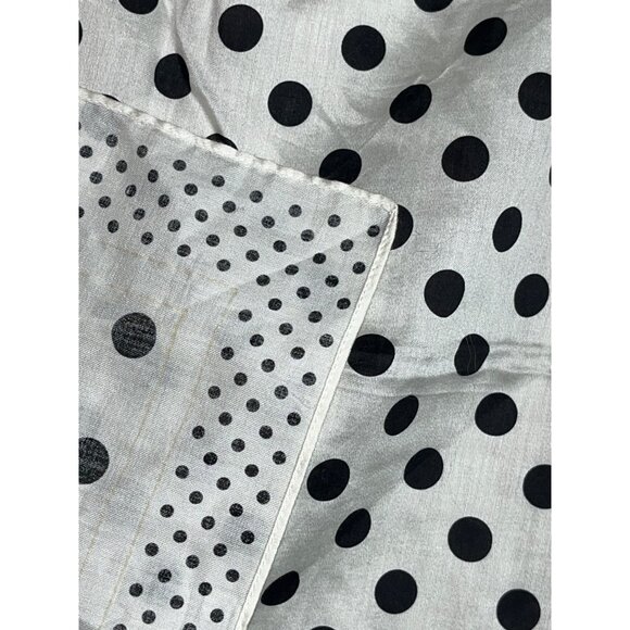 Michel Klein Scarf White Black Polka Dot 19" Square Kerchief Classic Unisex - Picture 4 of 9